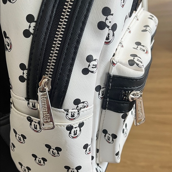 Loungefly White Mickey Mouse Pattern Mini Backpack - Picture 3 of 6